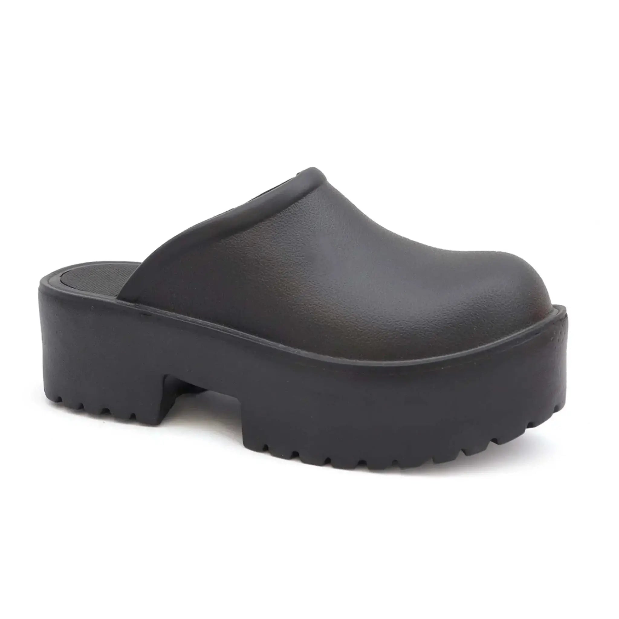 YOKI KLARAH-04 Women's black EVA slide platform clog sandals with durable upper and slip-resistant sole.
