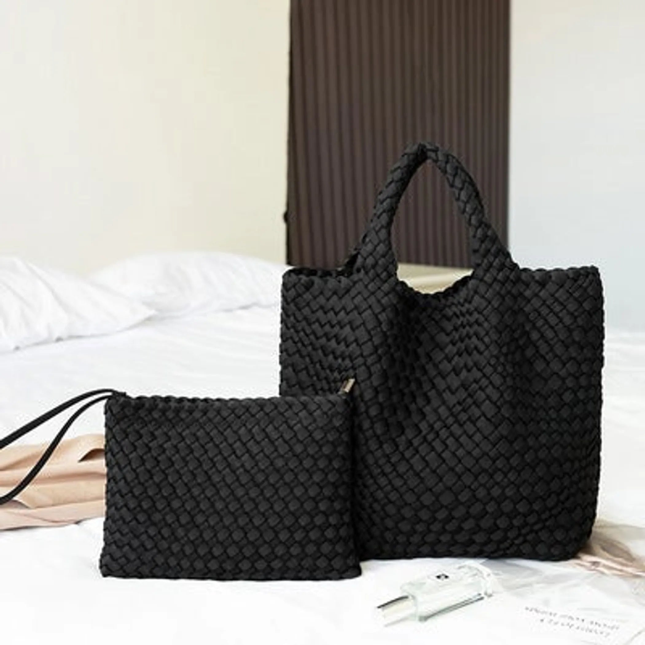 Woven Neoprene Tote &amp; Zipper Pouch