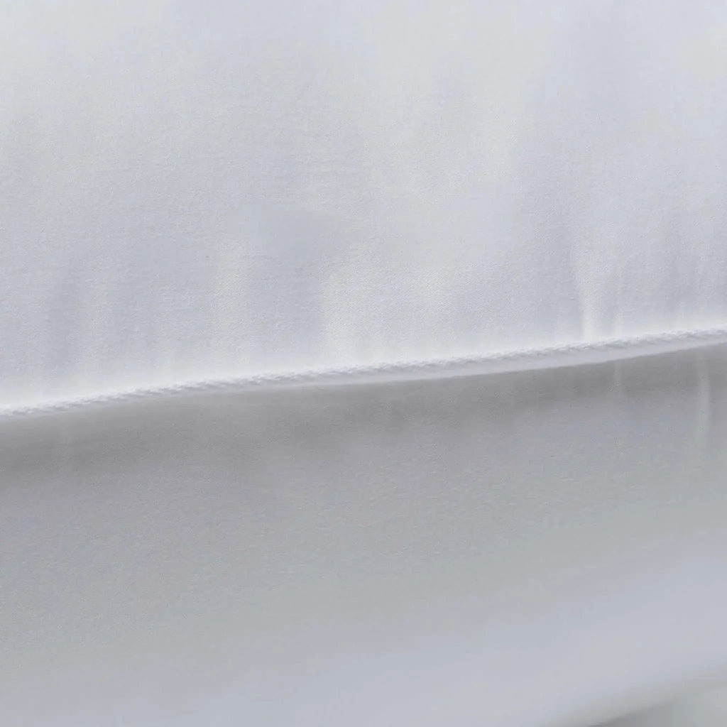 White premium down alternative pillow with soft polyester fill, 330TC cotton sateen cover, and elegant double needle edges.