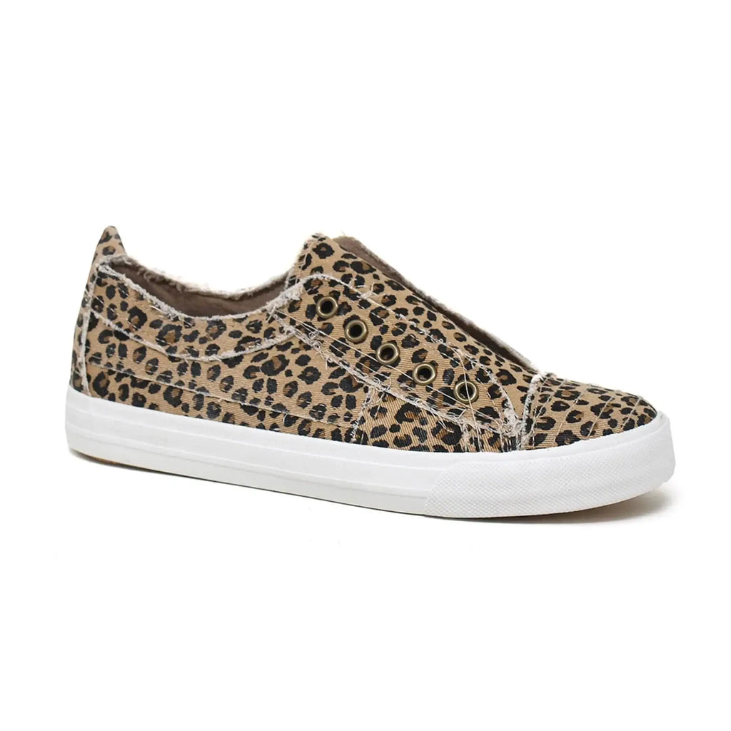 Yoki Women's Bentley-30 leopard print slip-on canvas sneakers with elastic side panels.