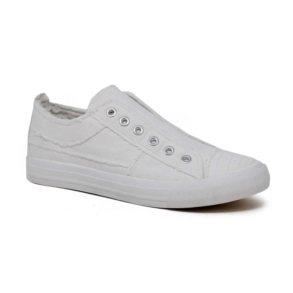 Yoki Women's Bentley-30 slip-on canvas sneakers, classic Converse-style, white color.