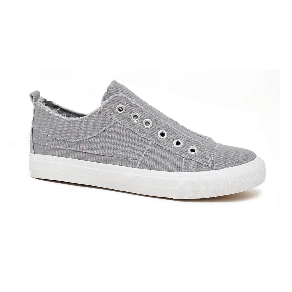 Yoki Women's Bentley-30 Slip-On Canvas Sneakers, classic design, gray color, durable canvas upper, non-slip outsole.