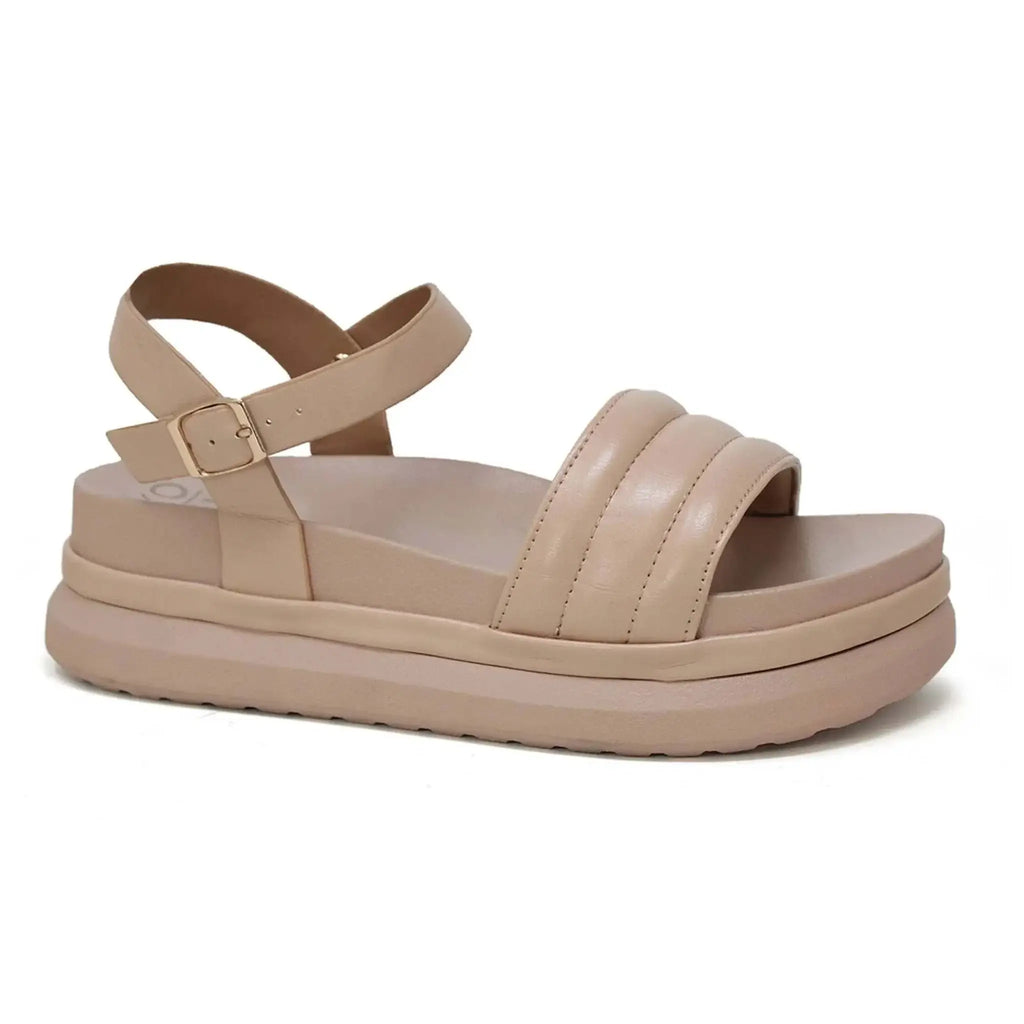 CASSIDY Women's Puff Seam Sandal with adjustable ankle strap, featuring a chic puff seam design and slip-resistant sole, ideal for versatile wear.