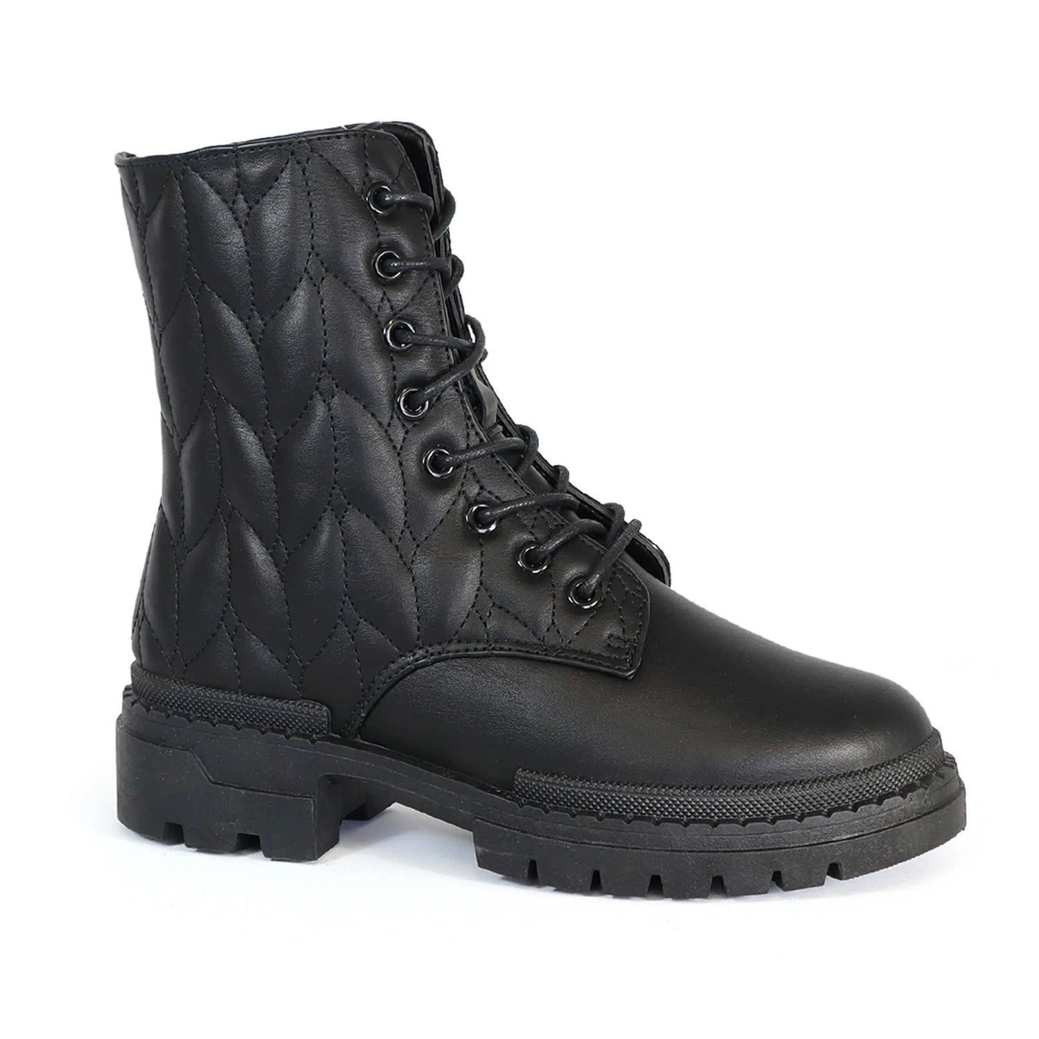 Yoki Womens Quilted Lace Up combat Boots