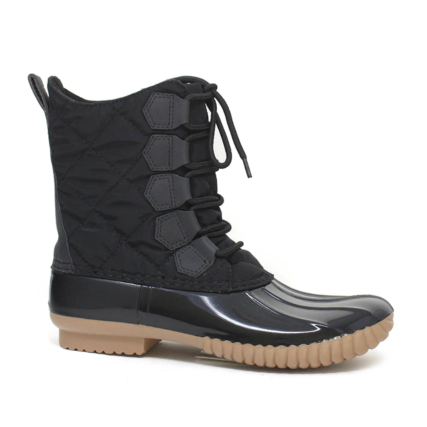 Yoki Womens Dylan-55 Short Rain Duck Boot with nylon and rubber upper.