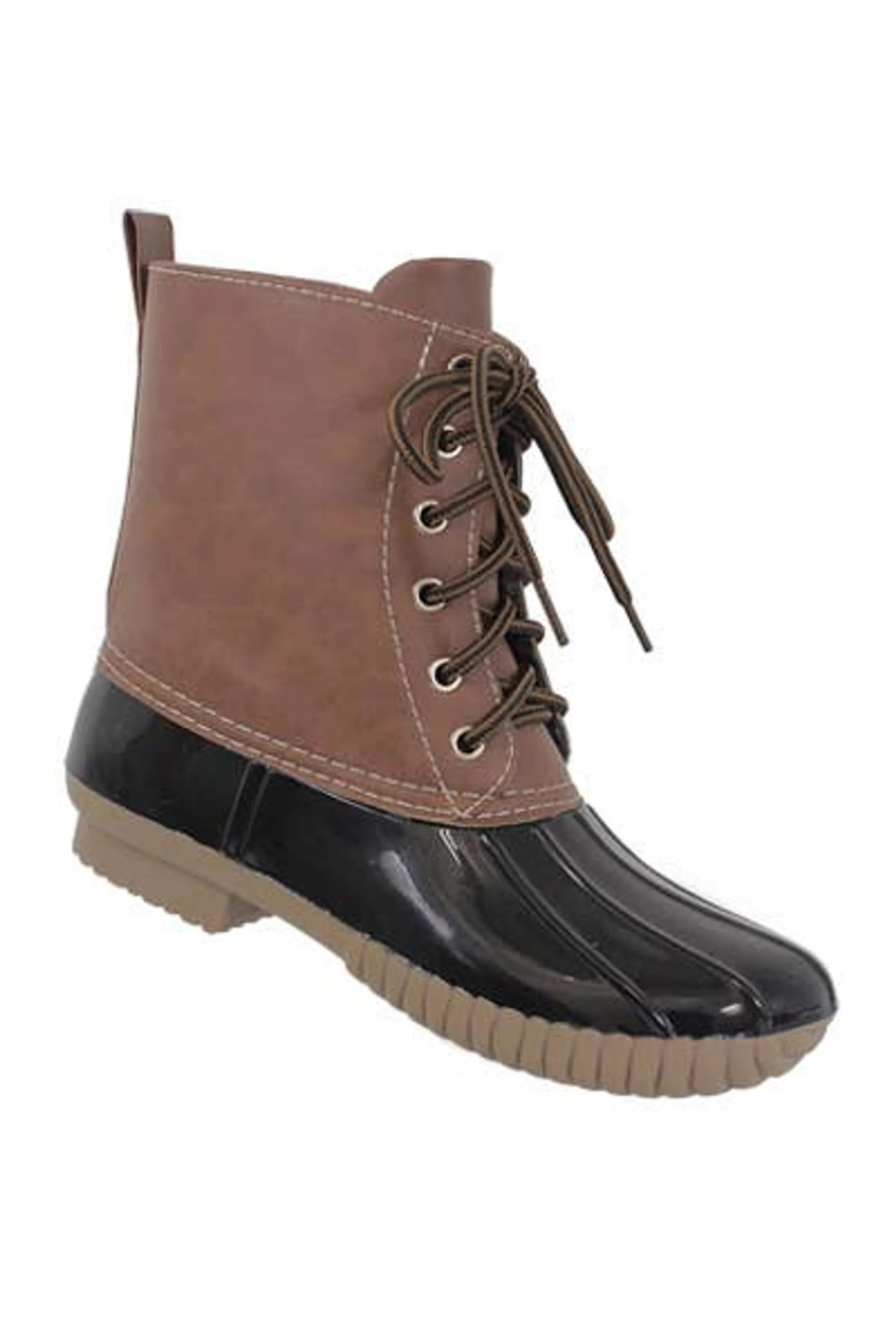 Yoki Womens Dylan Lace up Pu Rain Duck Boots