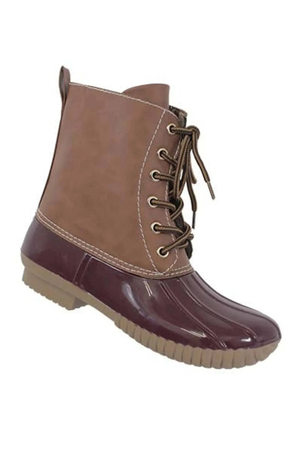 Waterproof Yoki Women's Dylan Lace-Up PU Rain Duck Boots with slip-resistant sole and durable PU upper.