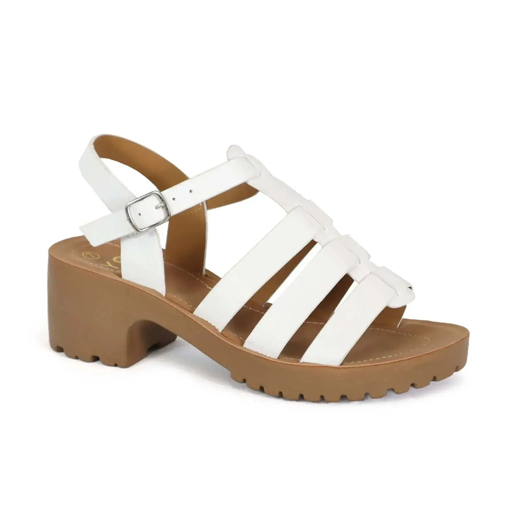 Women's open-toe fisherman sandals with premium PU upper and low heel, featuring adjustable fit and slip-resistant sole.