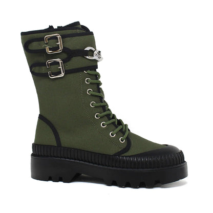 Yoki Womens Fran-09-double Strap Boot With Piping and Chain