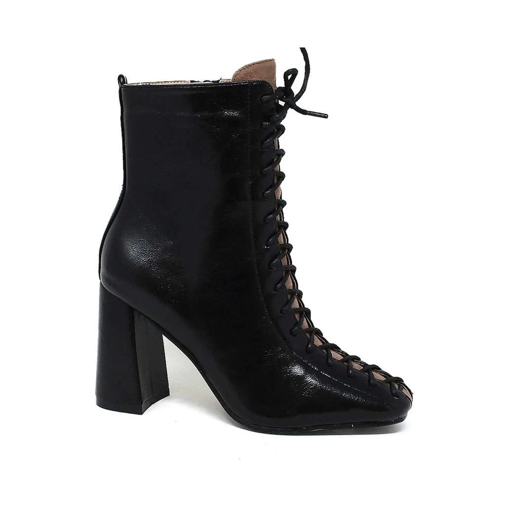 Yoki Women's Jacklyn-02 Lace-Up Heel Bootie with chic design and premium PU upper.