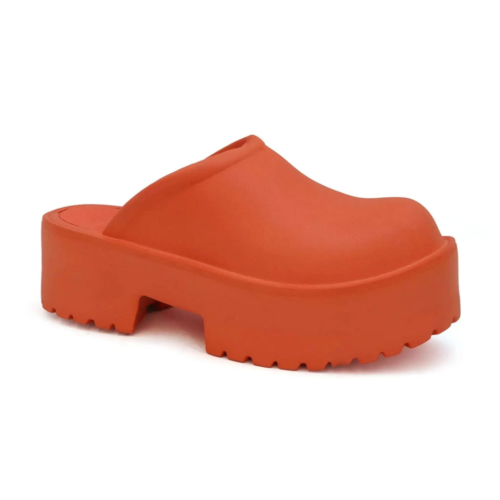 YOKI KLARAH-04 women's orange EVA slide platform clog sandal with durable upper, slip-resistant sole, and breathable design.