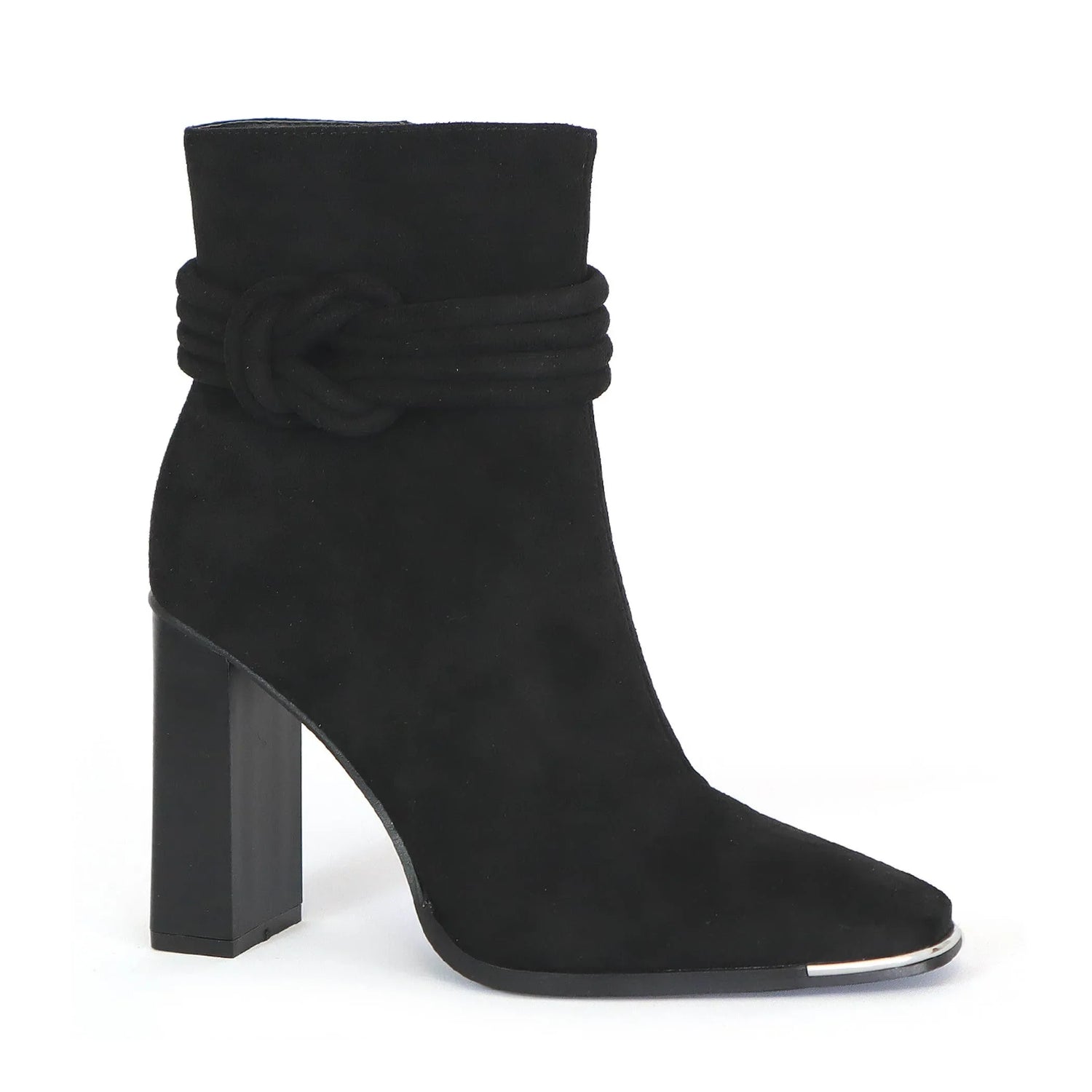 Yoki Womens knot rope design over ankle booties in black.