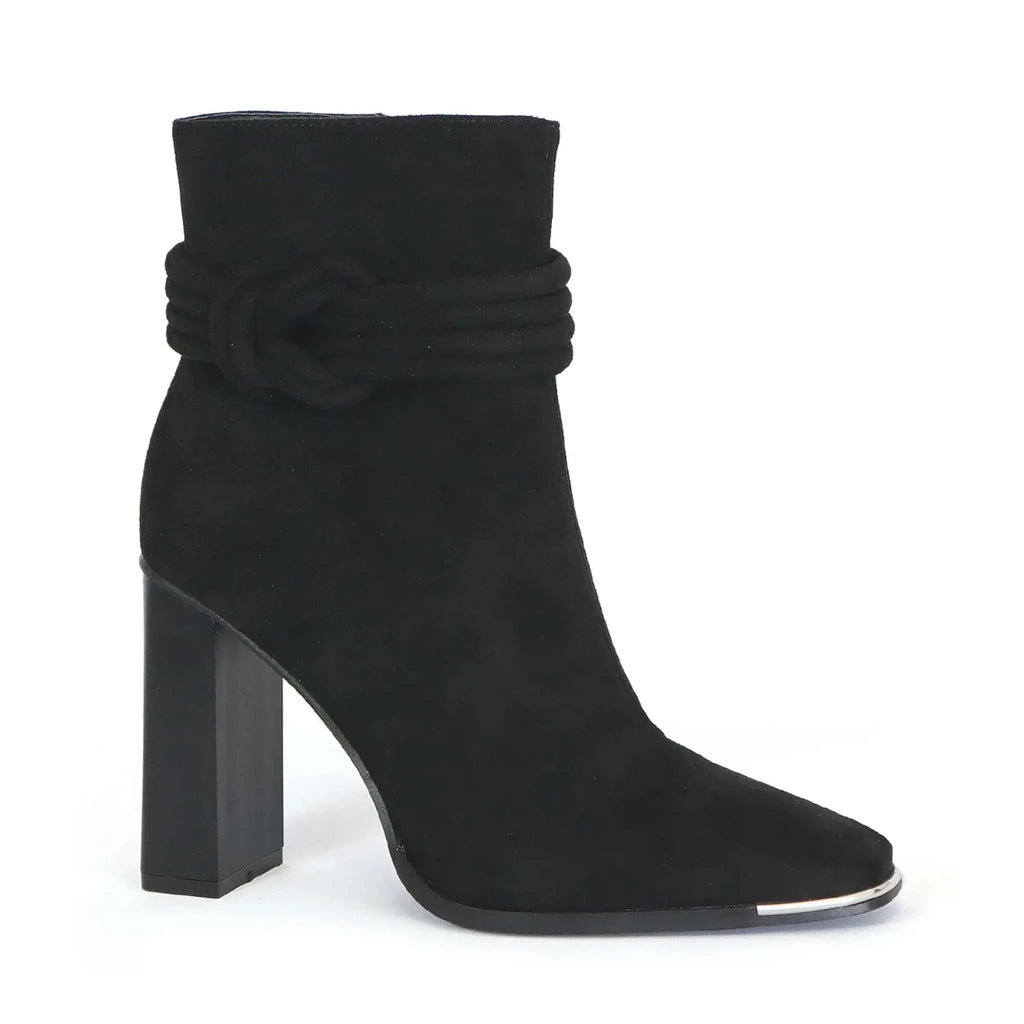 Yoki Women's Knot Rope Design Over-Ankle Booties, chic and durable with slip-resistant sole for versatile styling.