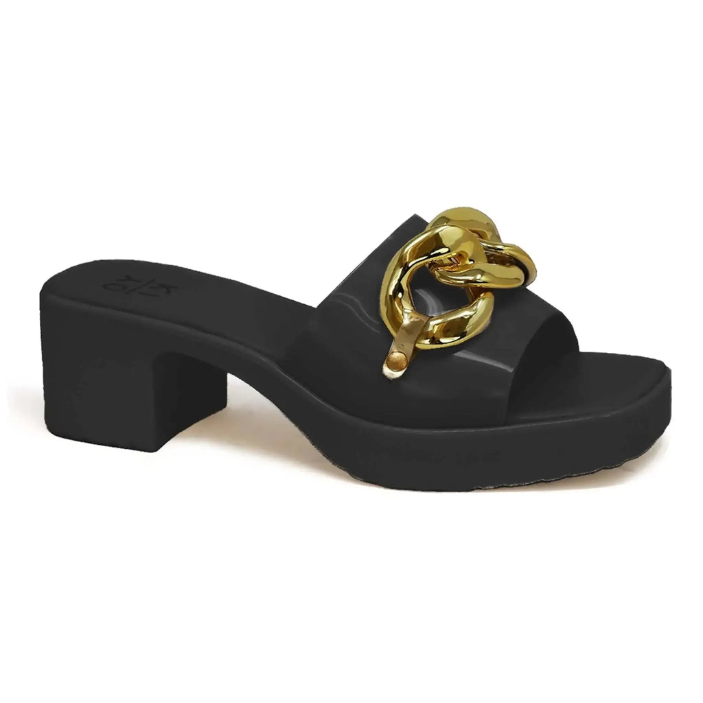 RUBI Women's open toe sandals with elegant chain strap detailing.