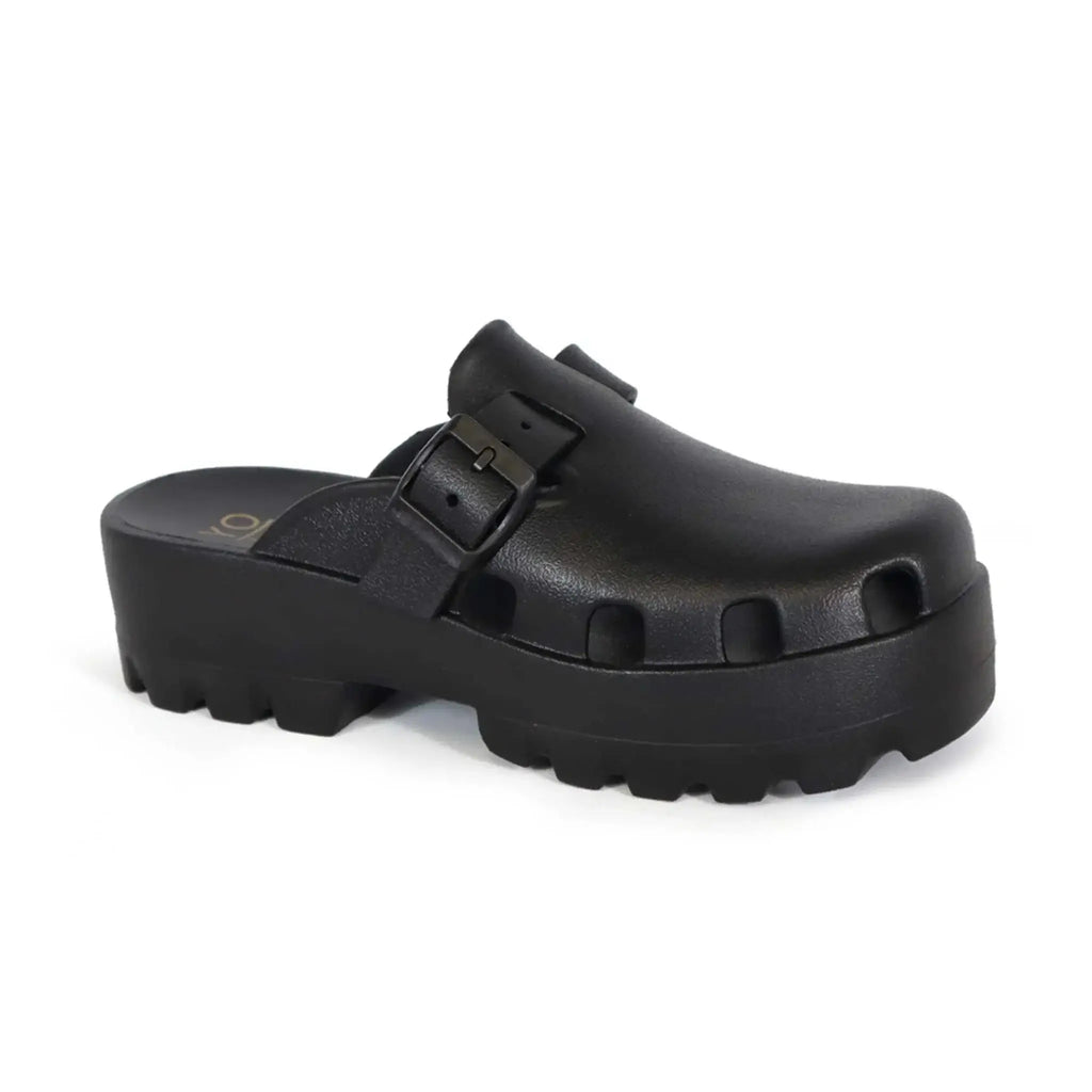 Women's EVA clog sandals with buckle, slip-on design, non-slip sole, and lightweight comfort.