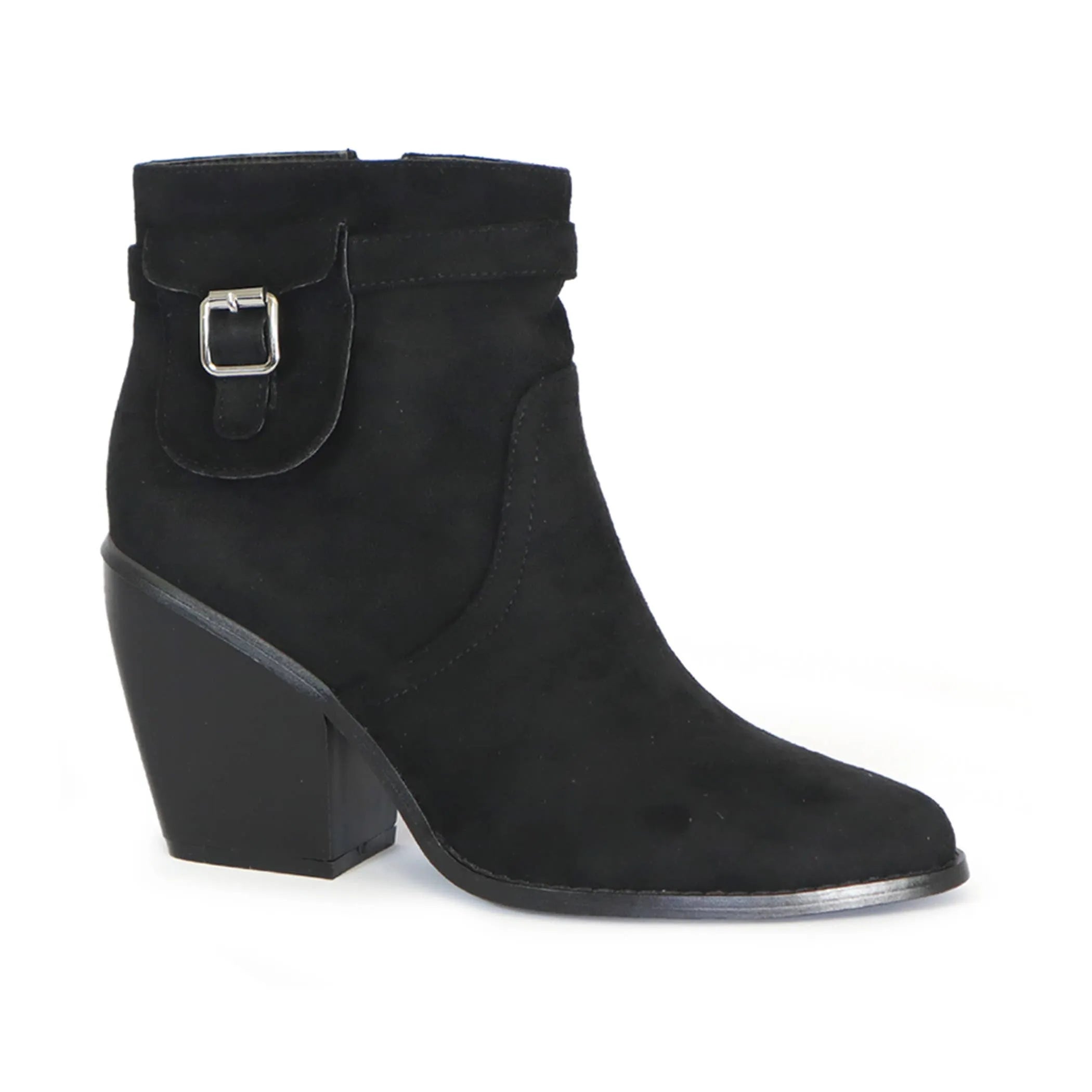 Yoki Womens Vella western shootie boots with side pocket in faux suede.