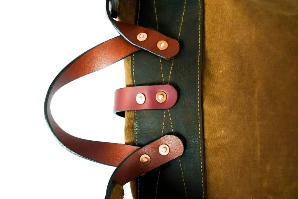 The Harland Rolltop Pack with chestnut leather straps and durable nutmeg waxed canvas.