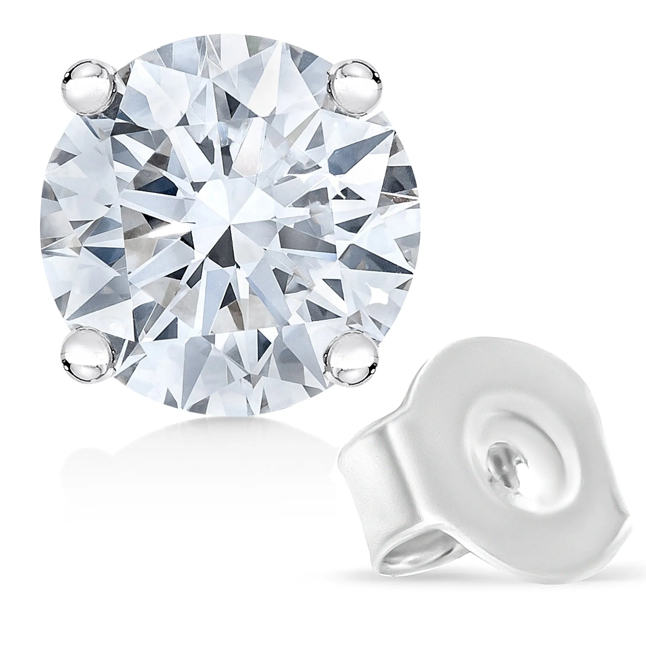 14K White Gold 1/2 Cttw Round-Cut Diamond Solitaire Stud Earrings (G-H Color, VSI-VS2 Clarity)