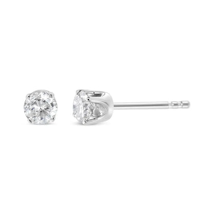 14K White Gold 1/2 Cttw Round Brilliant-Cut Near Colorless Diamond Classic 4-Prong Stud Earrings (H-I Color, SI1-SI2 Clarity)