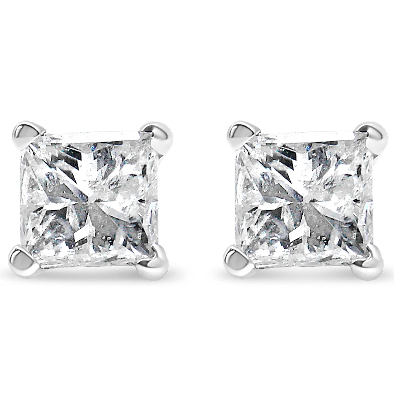 14 Karat White Gold 1/2 CTTW Clarity Enhanced Princess Diamond Certified Stud Earrings