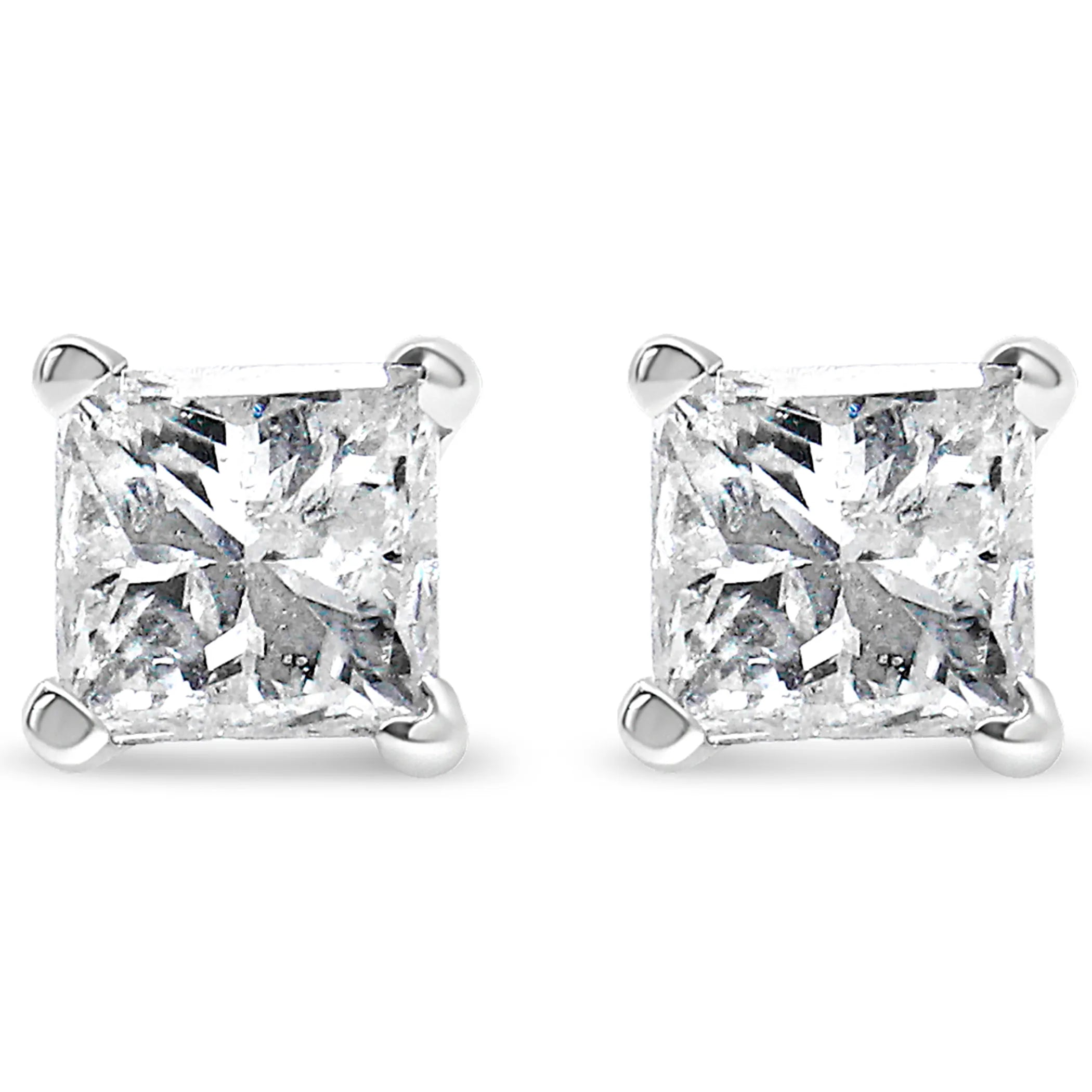 14 Karat White Gold 1/2 CTTW Clarity Enhanced Princess Diamond Certified Stud Earrings