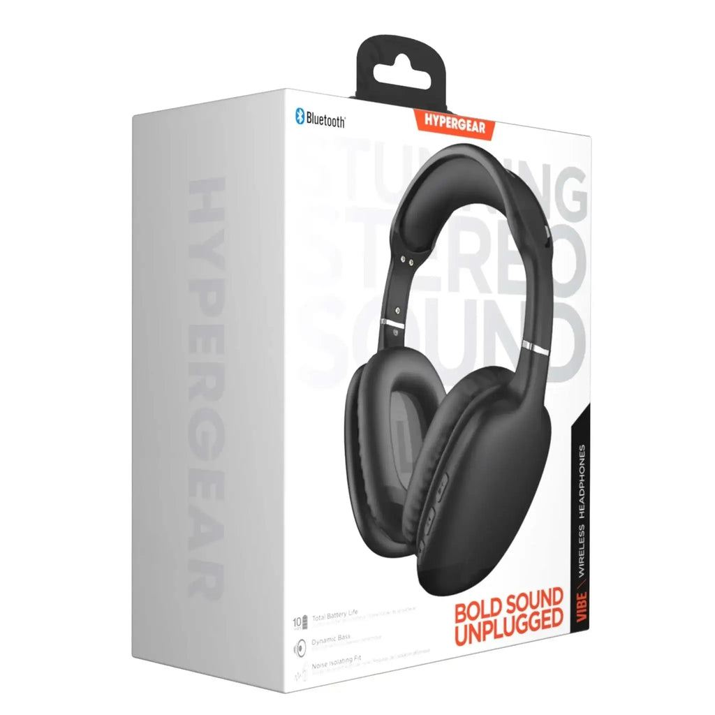 HyperGear VIBE Wireless Headphones with immersive stereo sound, long-lasting battery, and comfortable over-ear design.