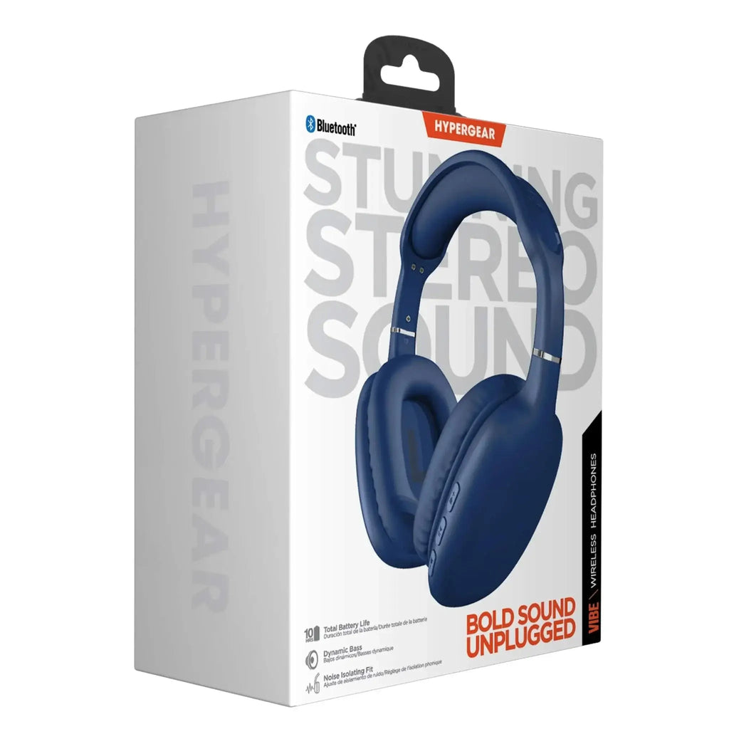 HyperGear VIBE Wireless Headphones with immersive stereo sound and quick pair technology in packaging.