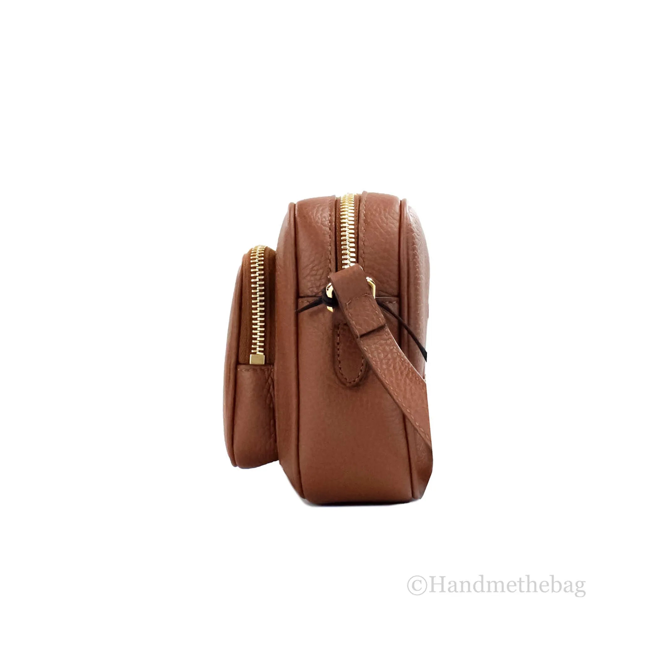 Burberry Small Branded Tan Leather Camera Crossbody Bag