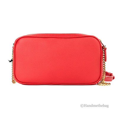 Burberry Small Red Leather Elongated Camera Crossbody Bag