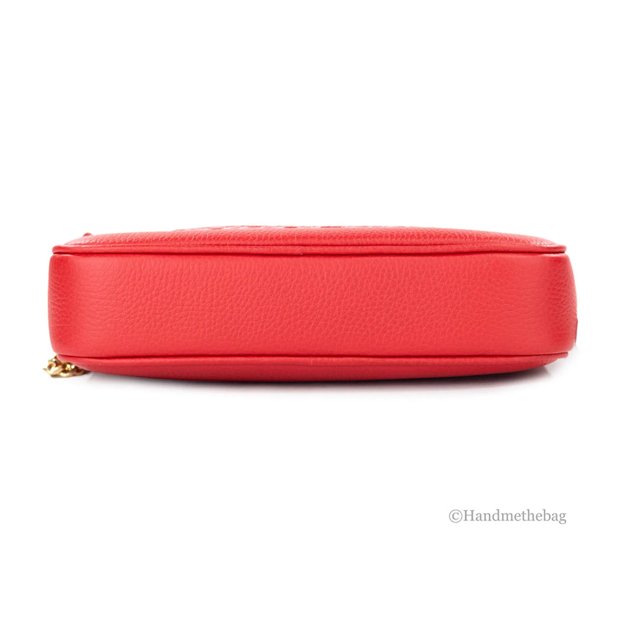 Burberry Small Red Leather Elongated Camera Crossbody Bag