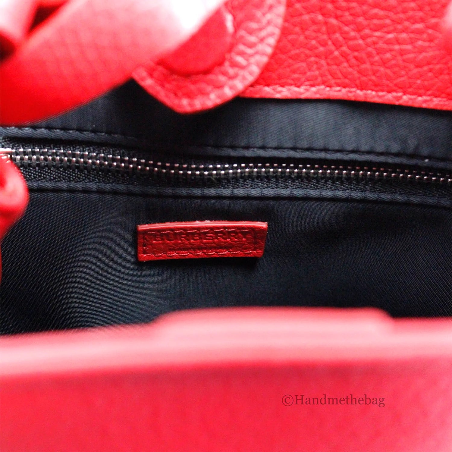 Burberry Lorne Small Red Branded Leather Bucket Crossbody Bag