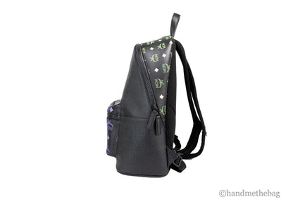 MCM Color Splash Green Purple Medium Mixed Leather Backpack