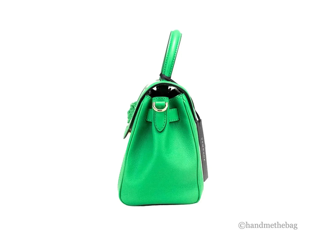 Versace Small Bright Green Rope Canvas Shopper Tote with adjustable strap and premium leather.