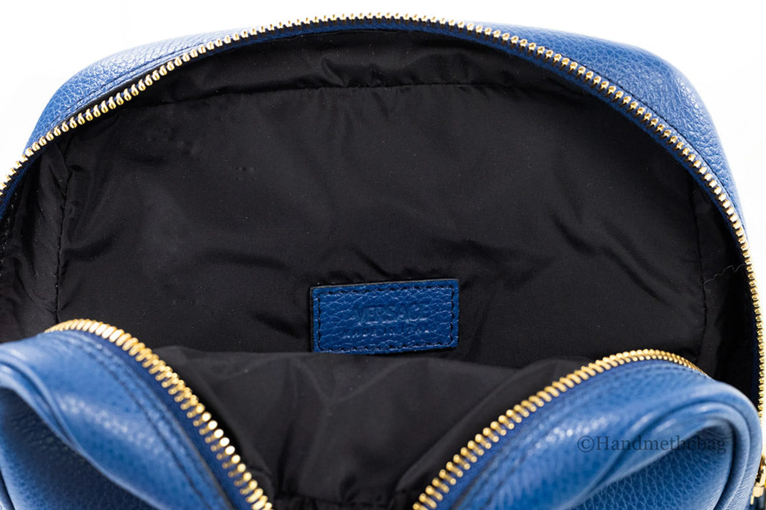 Versace Medusa Navy Small Leather Sling Pack Backpack