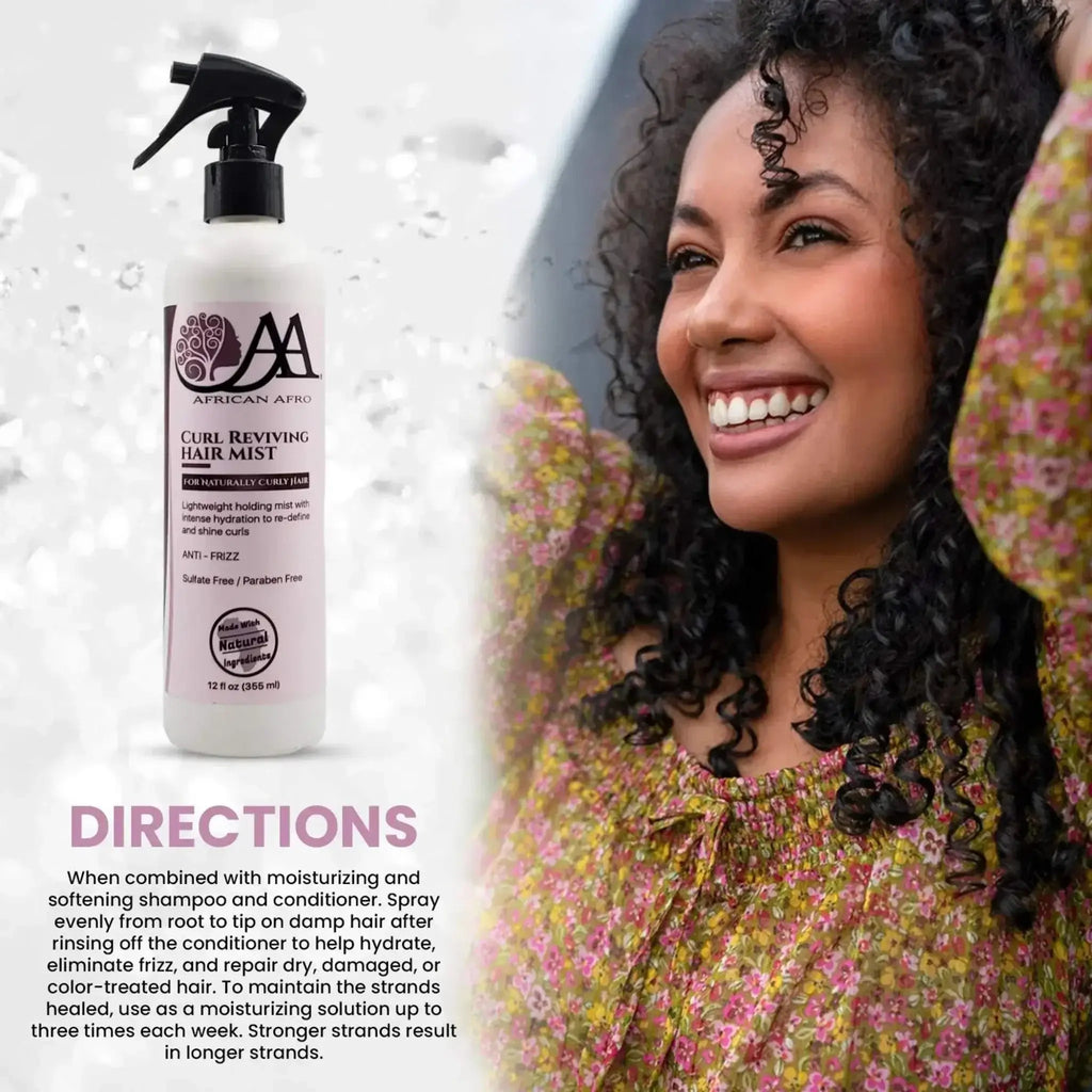 Lightweight curl reviving hair mist spray with anti-frizz formula and intense hydration, 12 fl. oz, ideal for moisturizing and redefining curls.