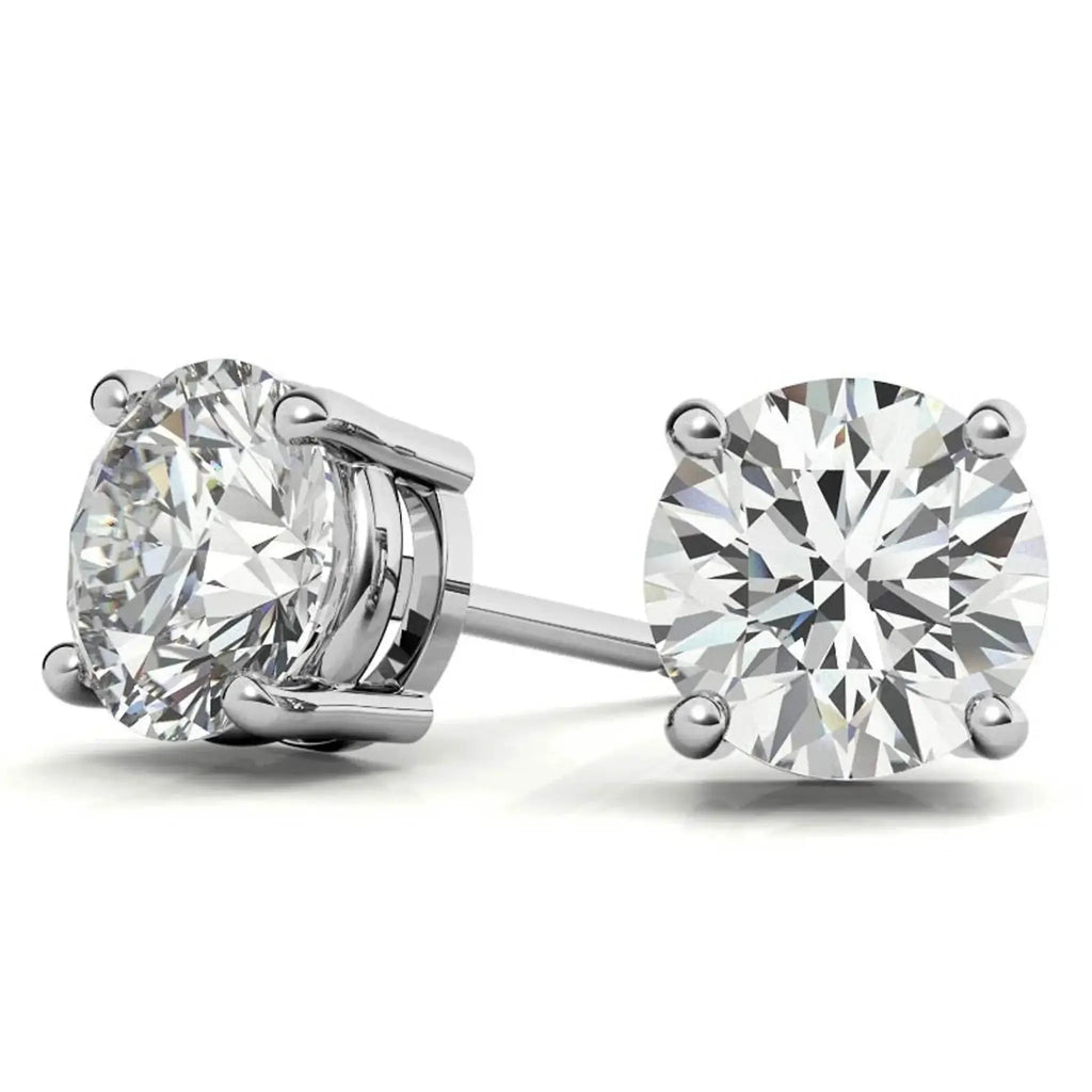 2.00 CTW lab-grown diamond stud earrings in 14K white gold.