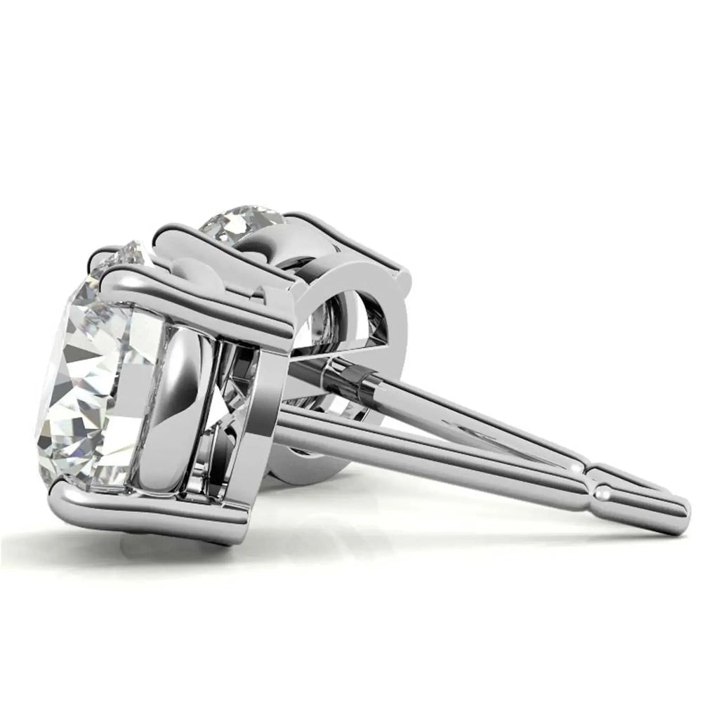 2.00 CTW lab-grown diamond stud earrings in 14K white gold, round-cut, eco-friendly, secure push-back, handcrafted in USA.