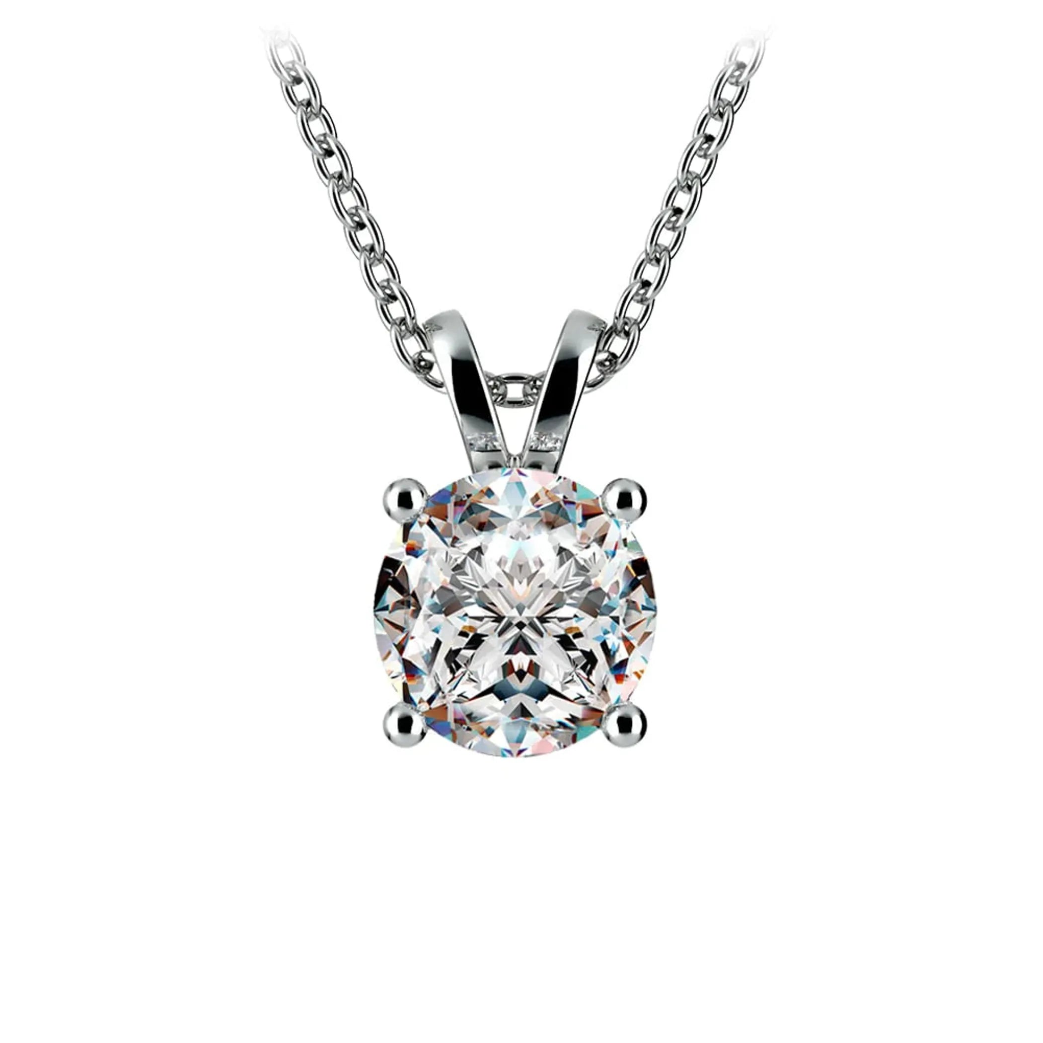 2.00Ctw Prong Set Round Lab Grown Diamond Pendant In White /Yellow Gold (G-VS)