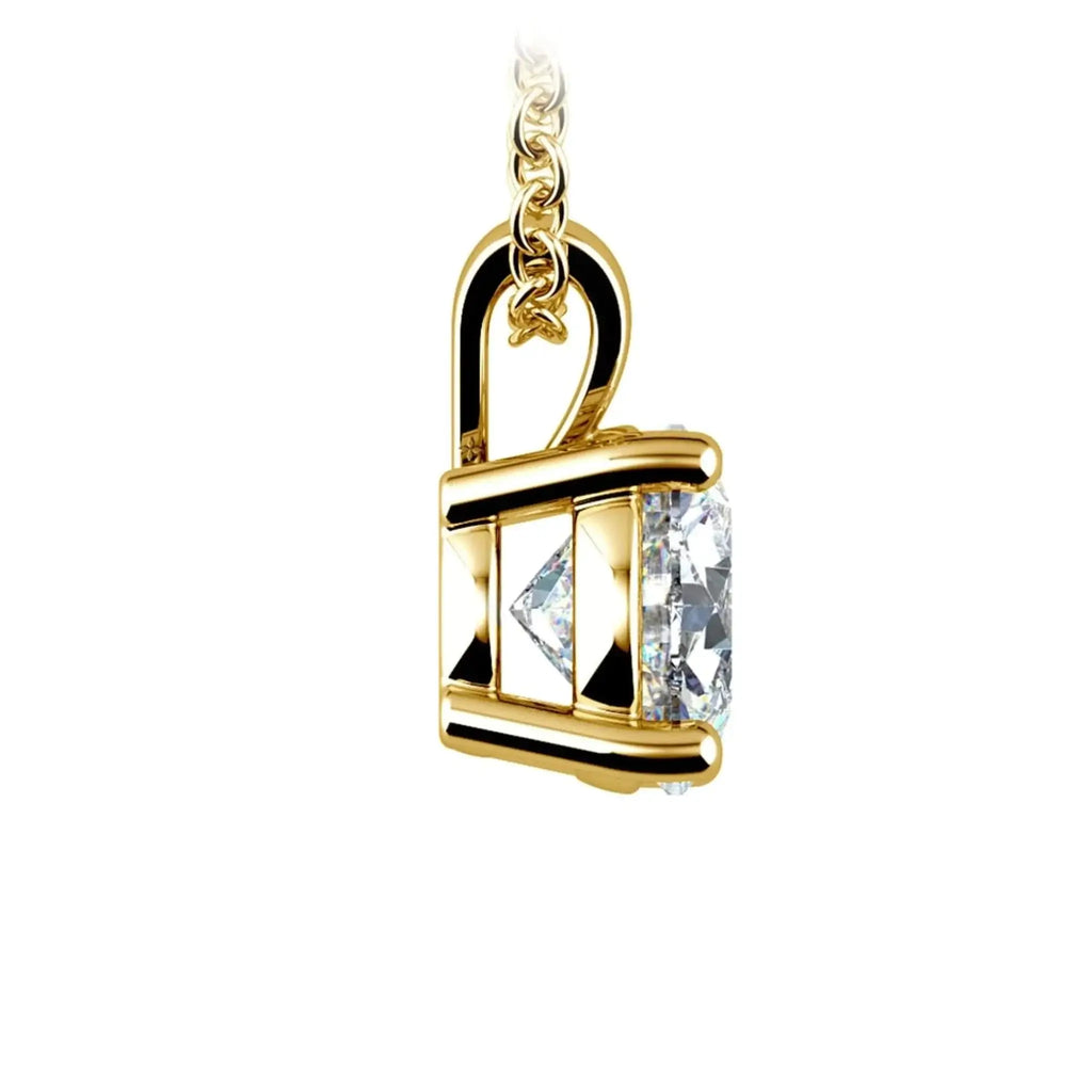 Lab grown diamond pendant in white/yellow gold, 2.00Ctw, prong set, 18-inch chain.