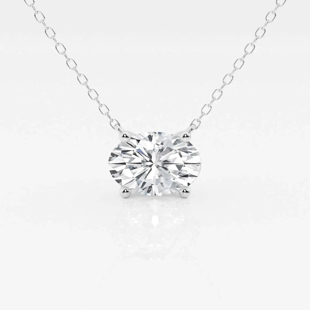 1.00 Ctw oval lab-grown diamond solitaire pendant with 14kt gold chain.