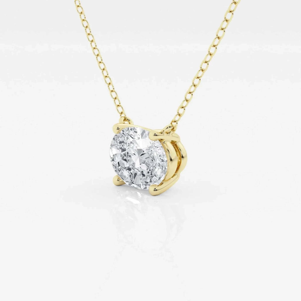 1.00 Ctw oval lab-grown diamond solitaire pendant on 18-inch 14kt gold chain.