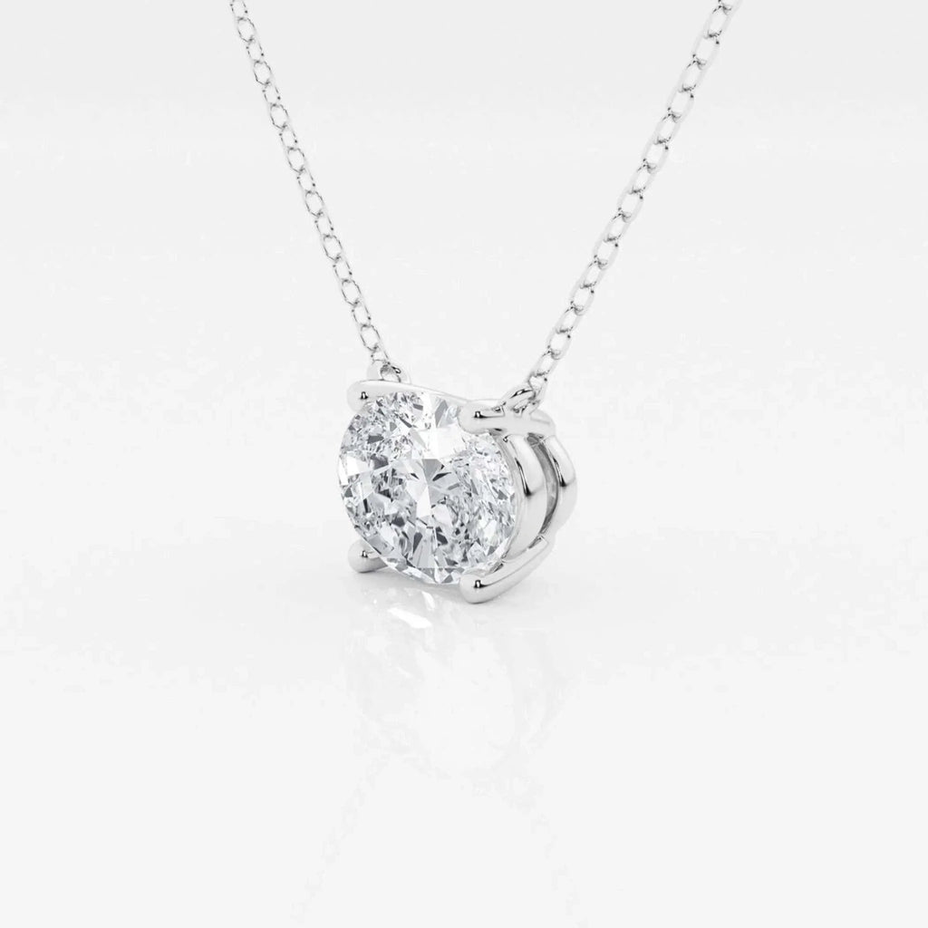 Oval lab-grown diamond solitaire pendant on 18-inch 14kt gold chain.