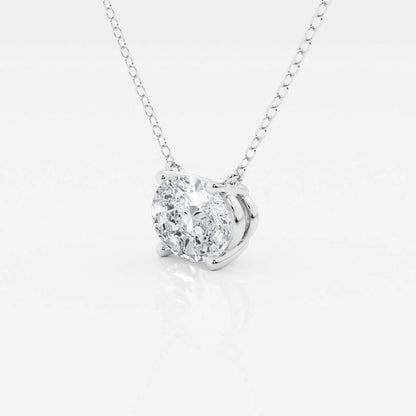 1.00 Ctw Oval Lab Grown Diamond Solitaire Pendant In White /Yellow